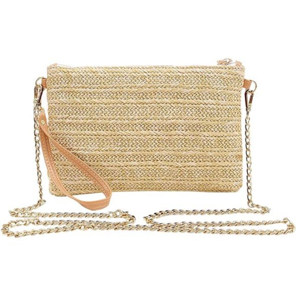 Beurlike Straw Clutch Purses for Women Beach Wristlet Wallet Small Cross body